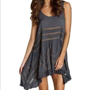 Free People Voile and Lace Trapeze Slip Storm
